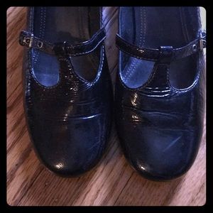 Ecco Size 38. Black Mary Jane Style Low Heels.